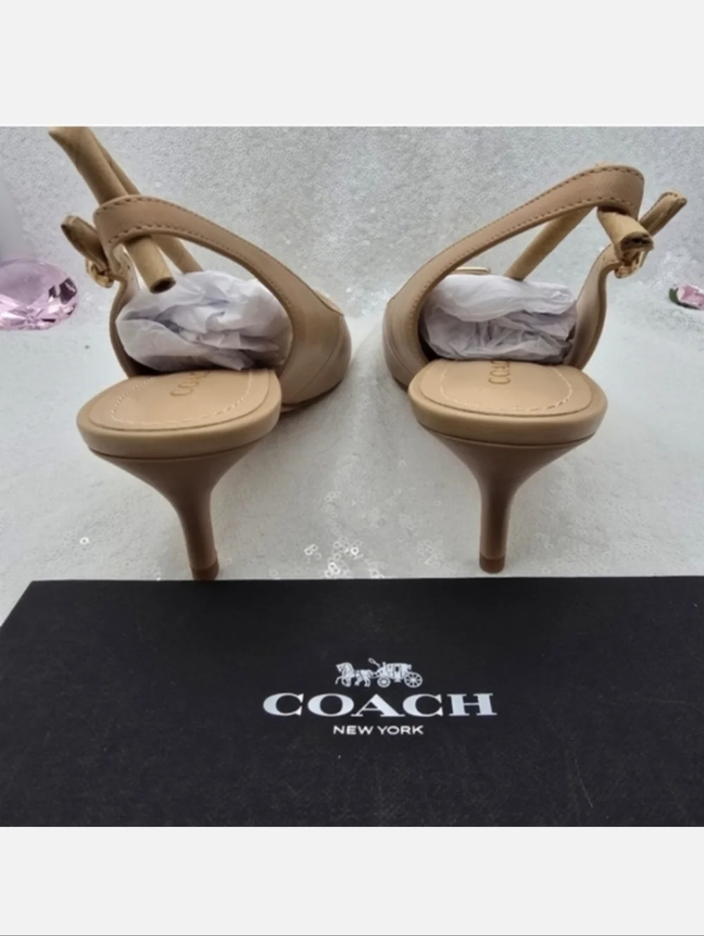 Coach Jillian Slingback Classic Closed toe Low Heel Neutral color Women's 9.5